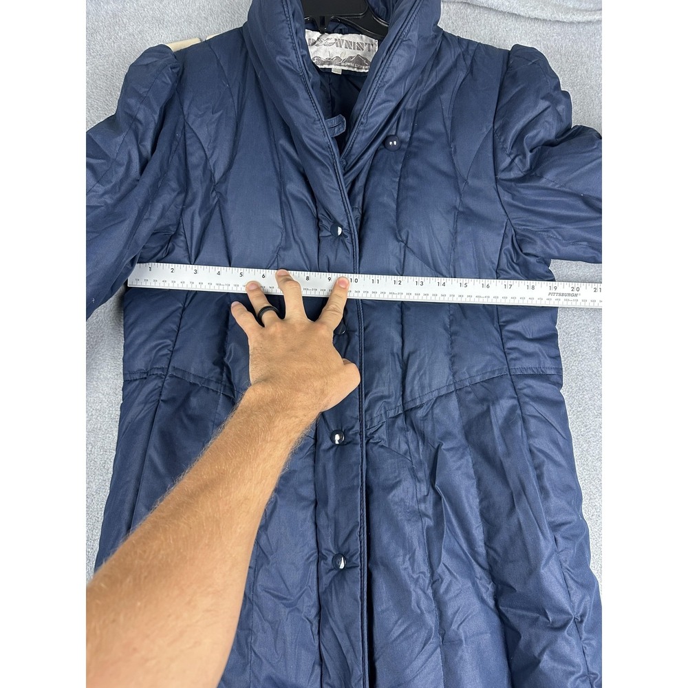 Downist Coat Womens Medium Blue Long Down Puffer Quilted Zip Collared Pockets - Picture 4 of 11